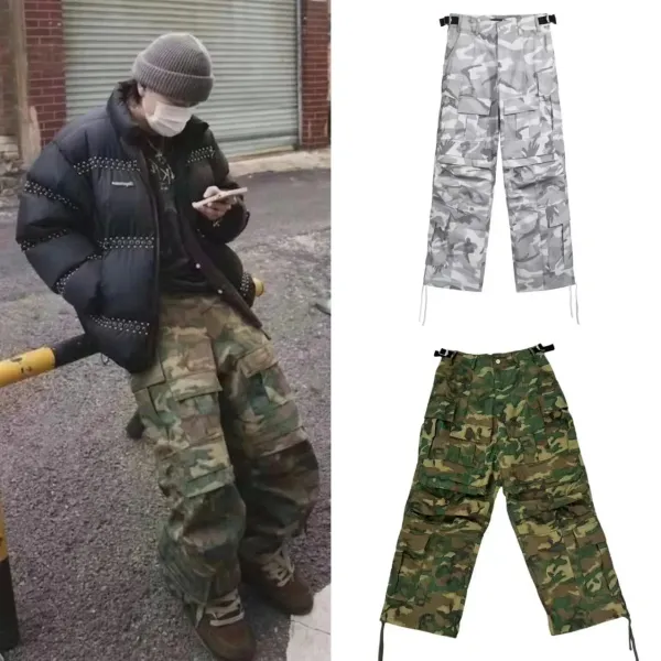 Design Oversized Hoodie with Gray Camo Cargo Pants and Chunky Boots - 2