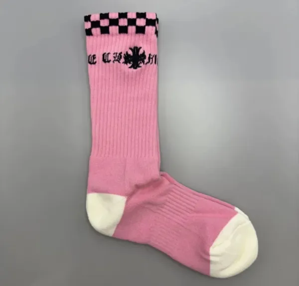 Chrome Hearts Checkerboard Pink Crew Socks - 1