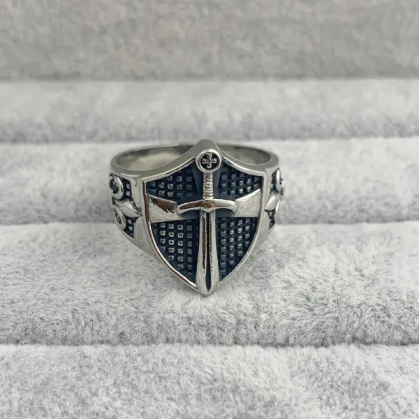 Design Shield and Sword Ring Silver Jewelry - 1