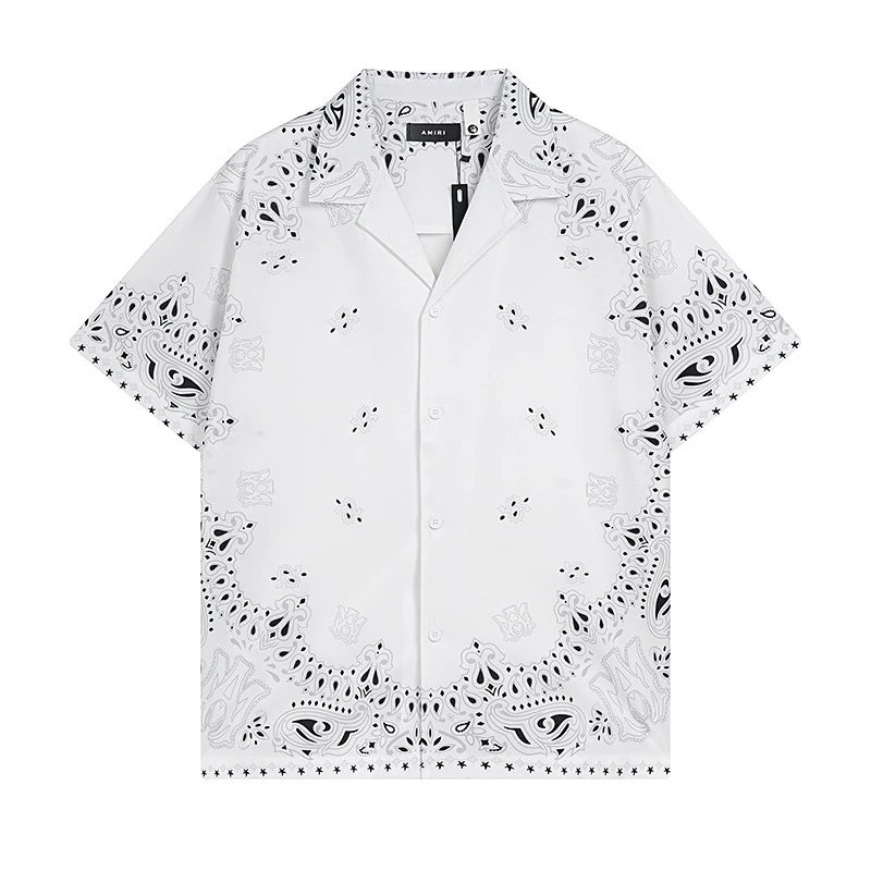 Amiri Bandana Print Short-Sleeve Shirt Sage Green - 13