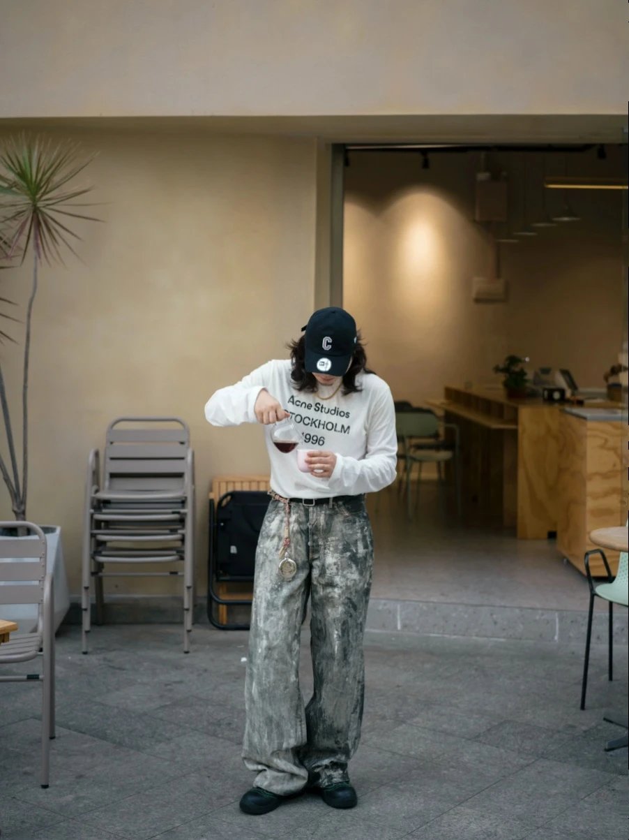 Acne Studios Cold Grey Splatter Jeans