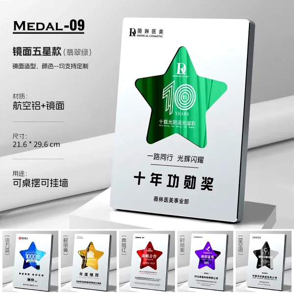 Design Wei Lin Medical Cosmetic Medal-09 Mirror Five-Star Award Jade Green Accessories - 1