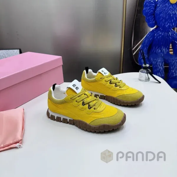 Design Velcro Strap Suede Sneakers Yellow - 13