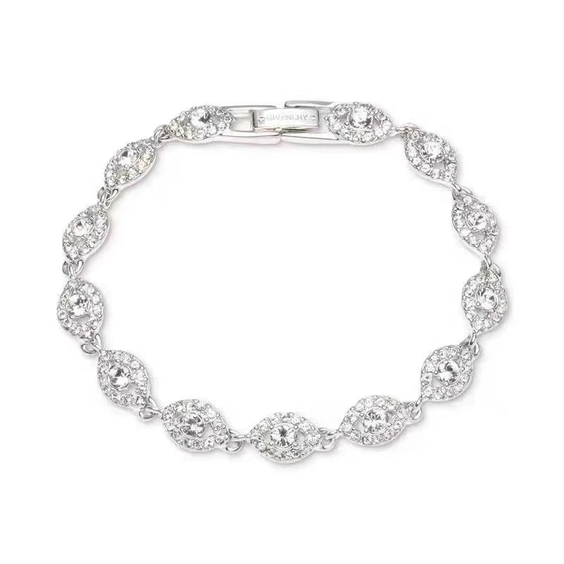 Swarovski Crystal Teardrop Link Bracelet Silver
