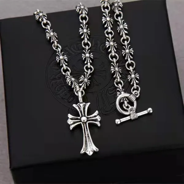 Chrome Hearts Cross Pendant Necklace Silver Jewelry - 4