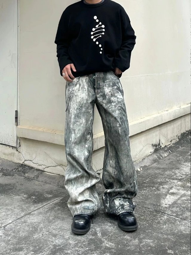Acne Studios Cold Grey Splatter Jeans: seller detail photo 3