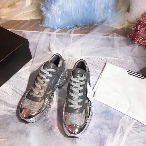 Design Mons Chunky Metallic Silver Gray Sneakers Chunky Sneakers - 1