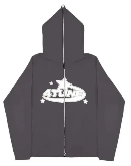 Design 4TUNE Star Logo Zip-Up Hoodie Gray Hoodie - 1