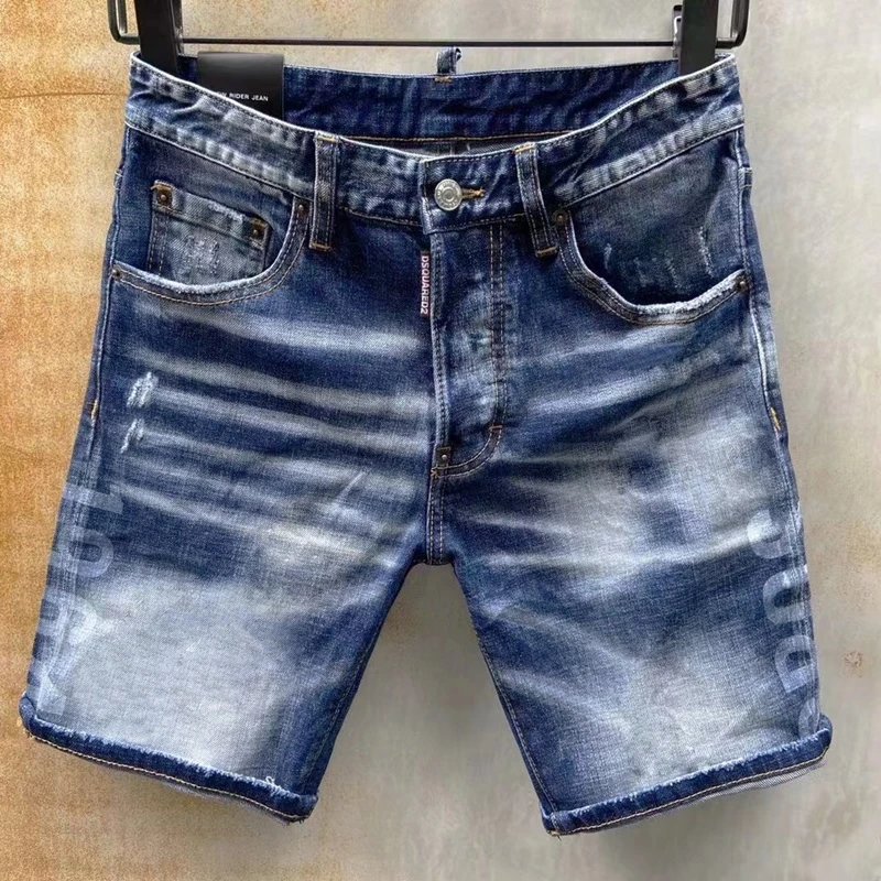 Dsquared2 Paint-Splatter Zip-Front Denim Shorts Blue - 15