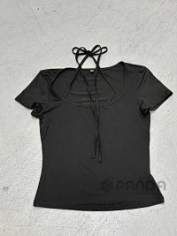 Strapless, square-neck tight short-sleeved shirt — seller photo 3