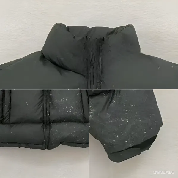 Design Puffer Jacket Black Speckled Down Jacket - 3