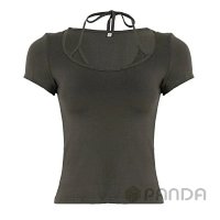 Strapless, square-neck tight short-sleeved shirt — seller photo 6