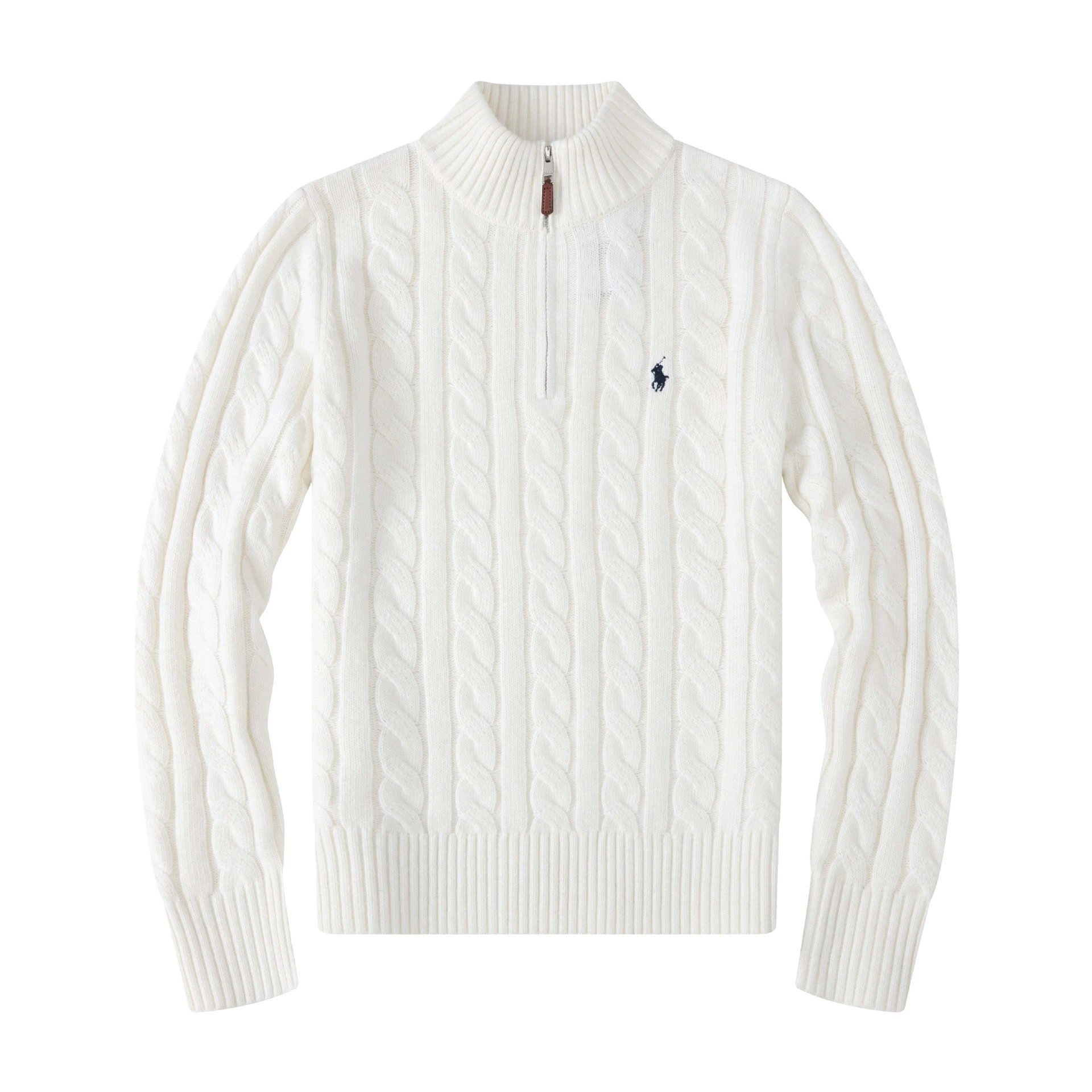 Half-height zipper white sweater [little dark horse]