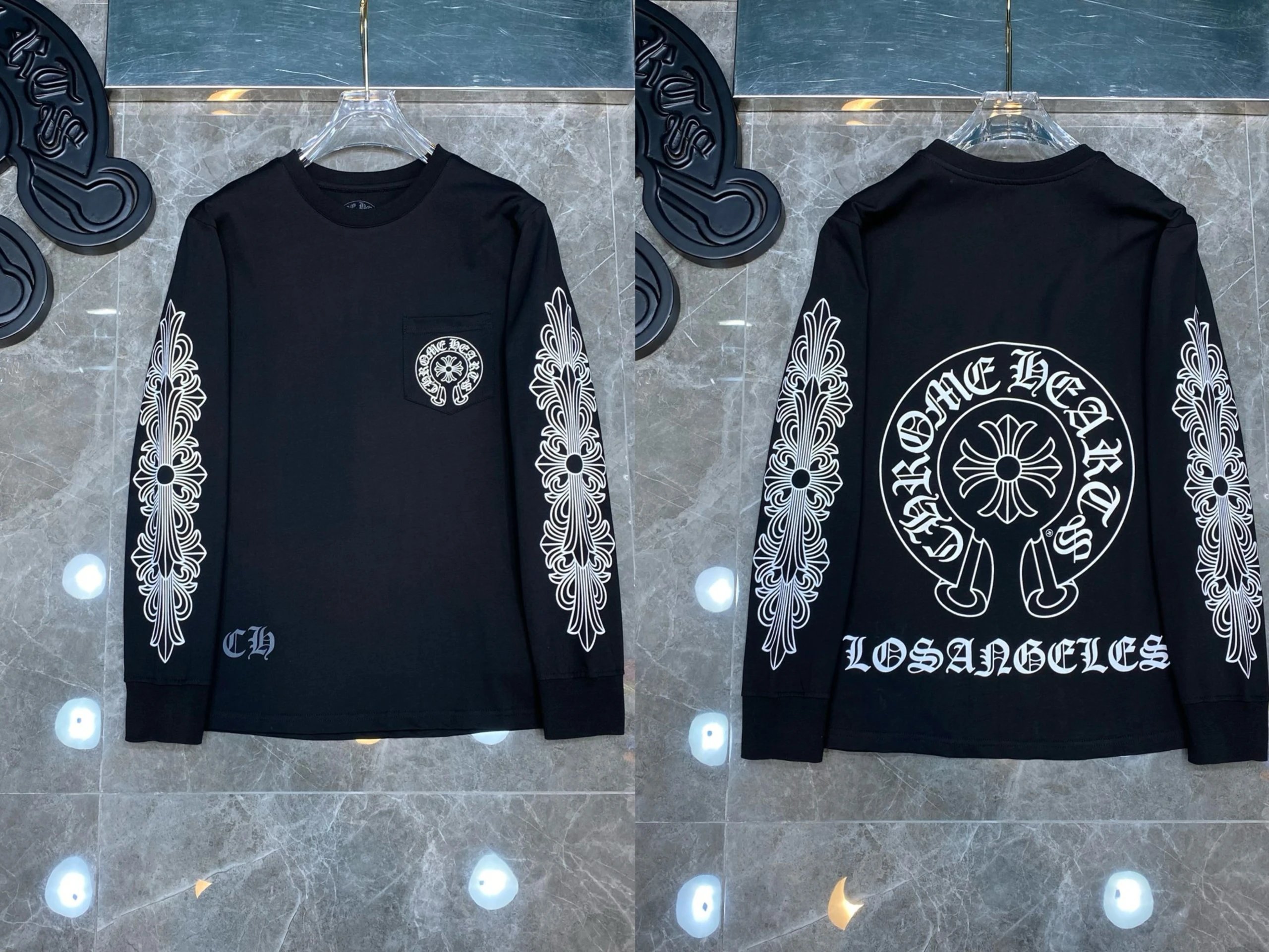 Black Long-Sleeve Graphic T-Shirt