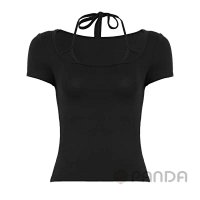 Strapless, square-neck tight short-sleeved shirt — seller photo 5