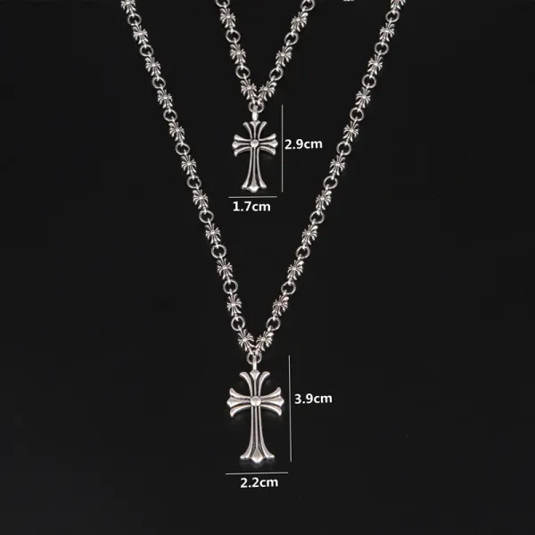 Chrome Hearts Cross Pendant Necklace Silver Jewelry - 3