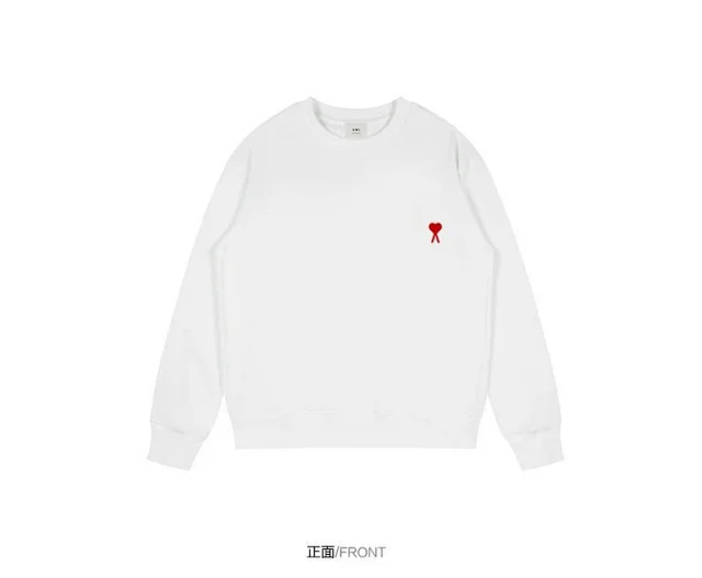 AMI Paris Hoodies & Sweatshirts Crewneck sweatshirt with red heart embroidery product detail image 11