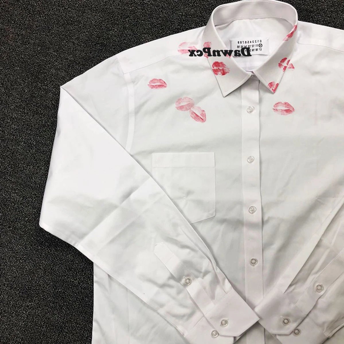 Margie Style Personalized Red Lip Print White Casual Loose · 3