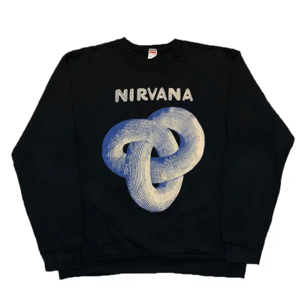 Nirvana Knot Logo Black Crewneck Sweatshirt Hoodie - 4