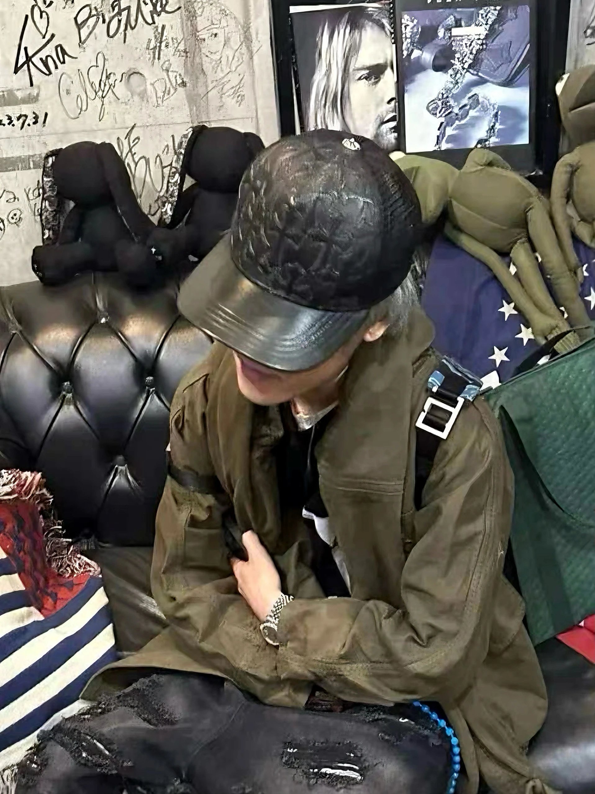 Chrome Hearts Cross-Embossed Leather Baseball Cap Black Hats - 2