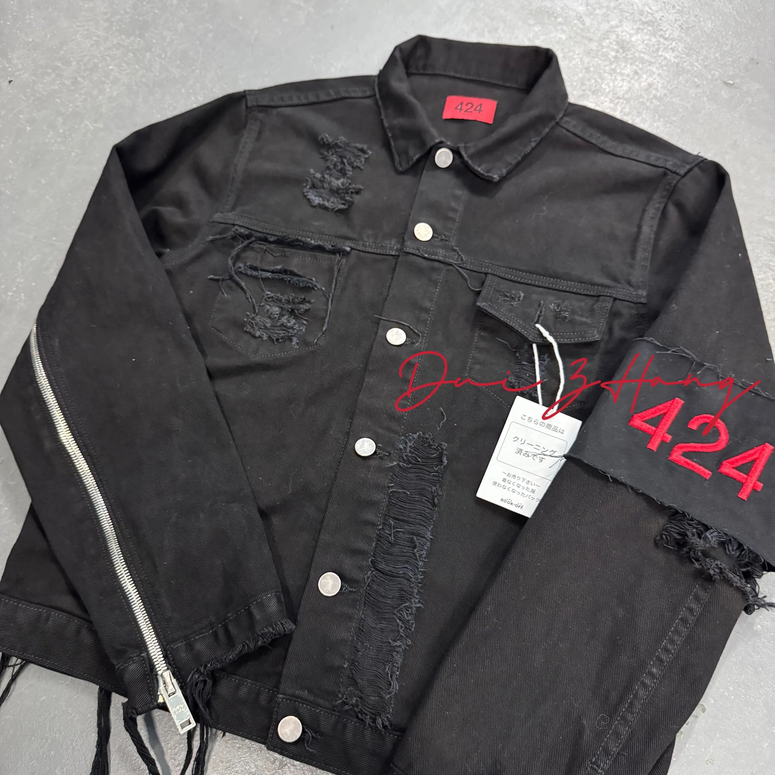 Exclusive Flash Sale! Captain Non -424 Destroyed Tassel Black Cowboy Jacket