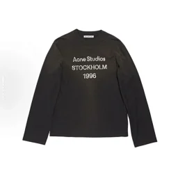 thumbnail for American-Style Trendy Brand Washed and Distressed 1996 Number Print Slightly Damaged Unisex Crew Neck Long-Sleeve T-Shirt Knit Top