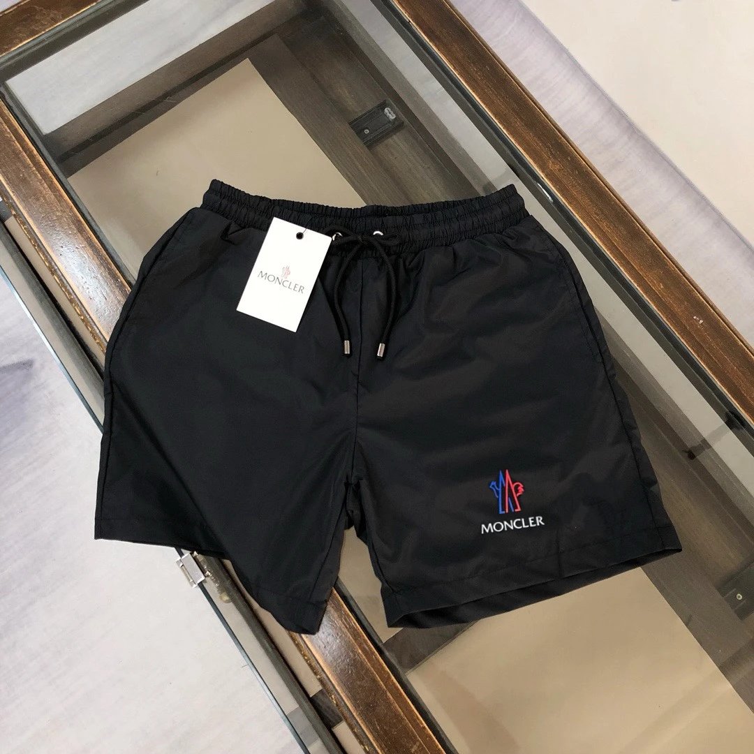 Moncler Logo-Embroidered Black Swim Shorts - 1