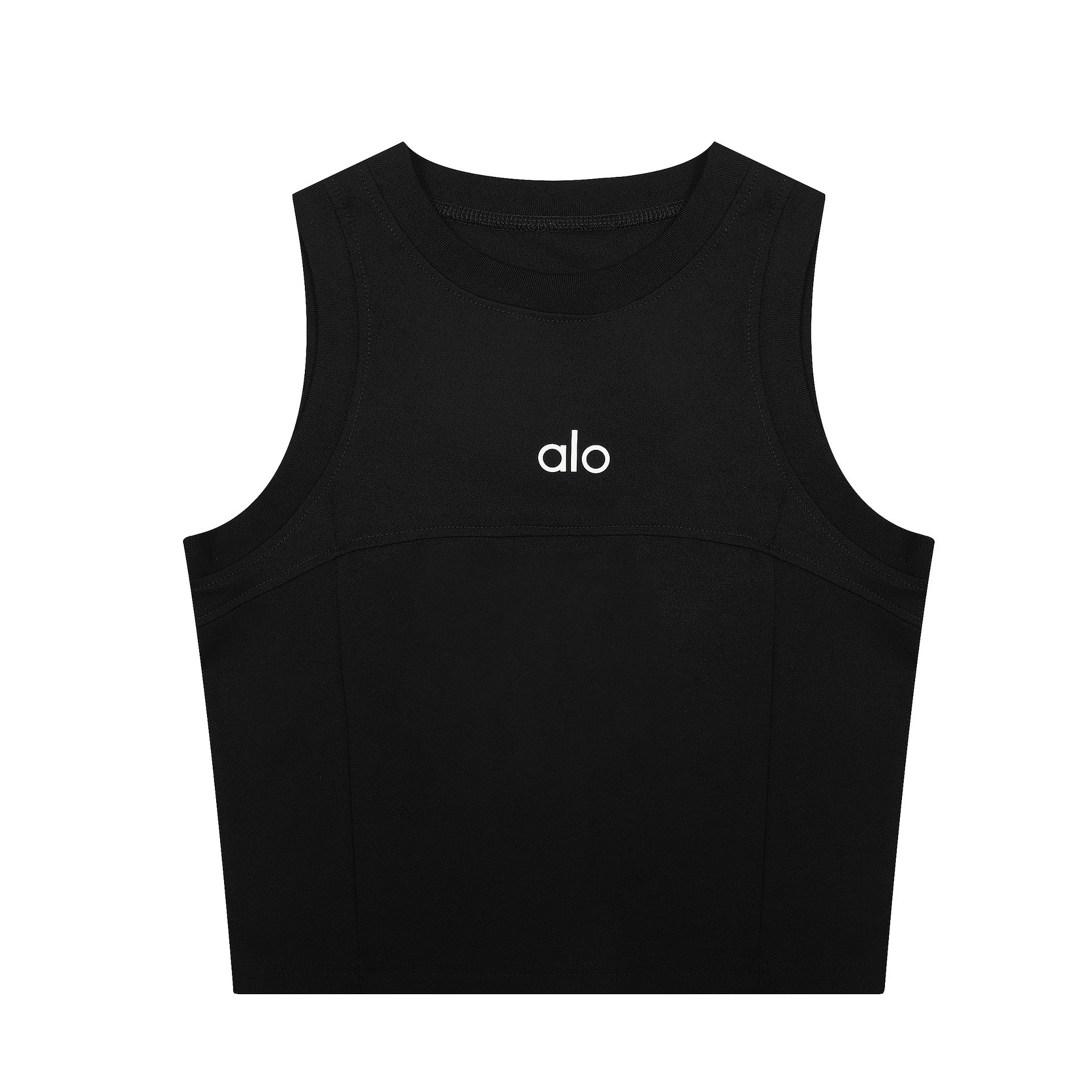 Alo Yoga Ribbed High Neck Cropped Tank Black