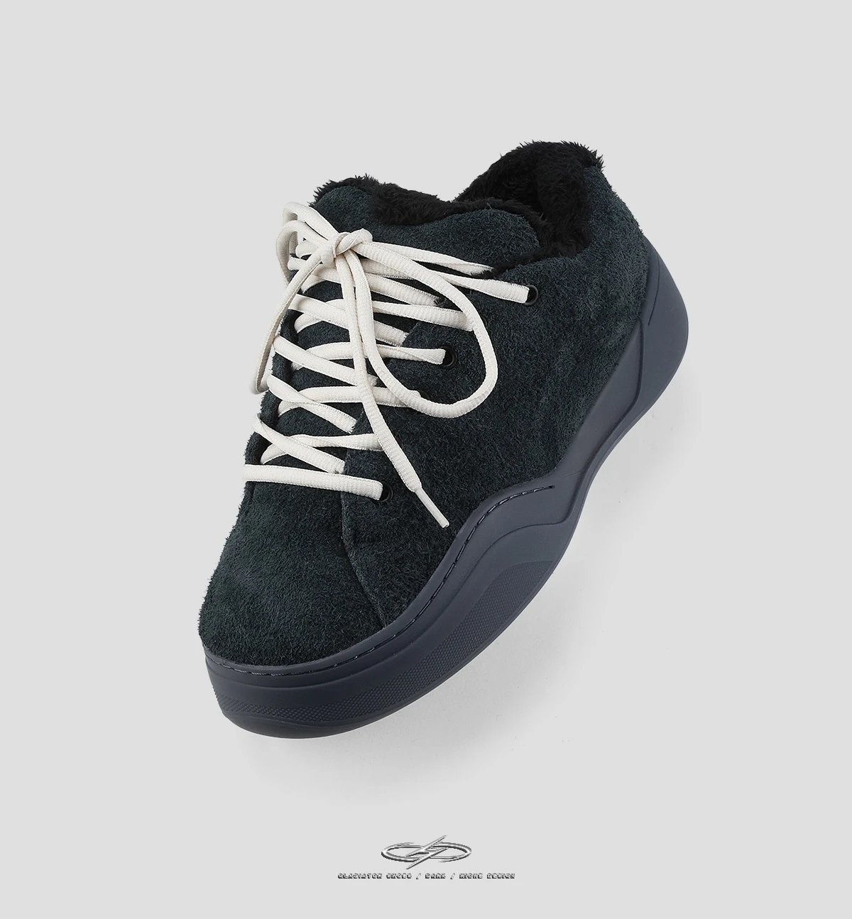 Design Fuzzy Slip-On Sneaker Black with Cream Laces - 2