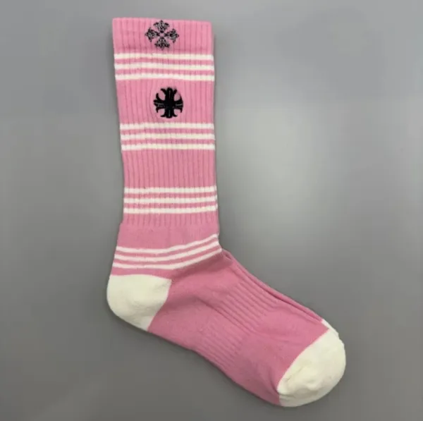Chrome Hearts Stripe Crew Socks Pink - 1