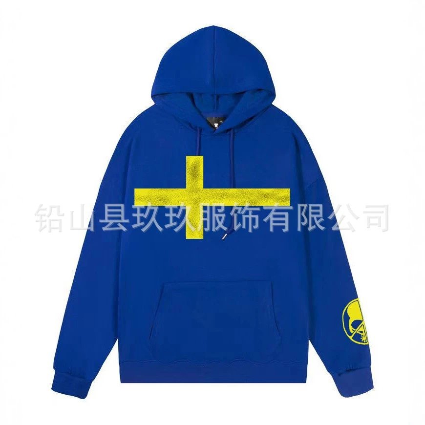 Cross-Border Foreign Trade 2025 Printed Sweatshirt Trendy Fashion Loose Pure Cotton Sweatshirt Unisex Street Hip-Hop Manufacturer