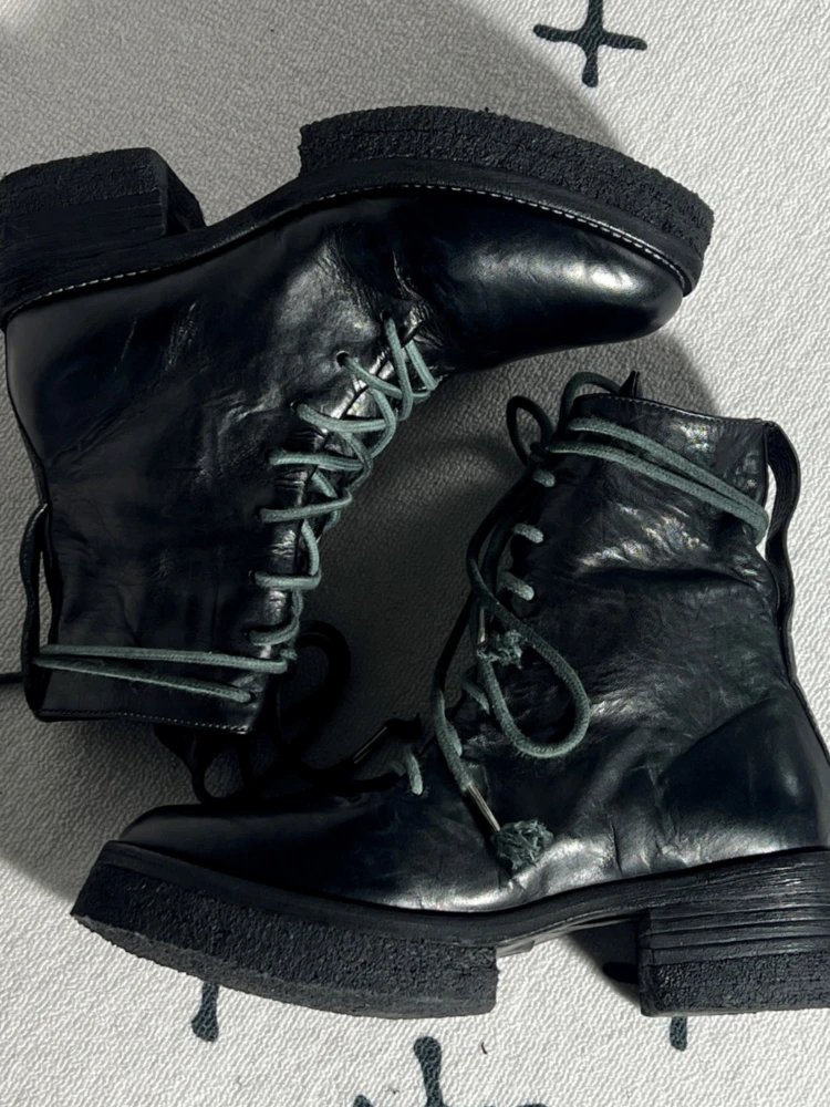 Design Chunky Lace-Up Ankle Boots Black - 2