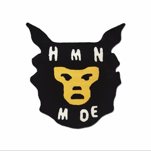 Human Made Wolf Head Rug Black Yellow Accessories - 1