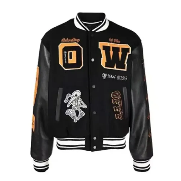 Off-White College Varsity Jacket Black Orange - 1
