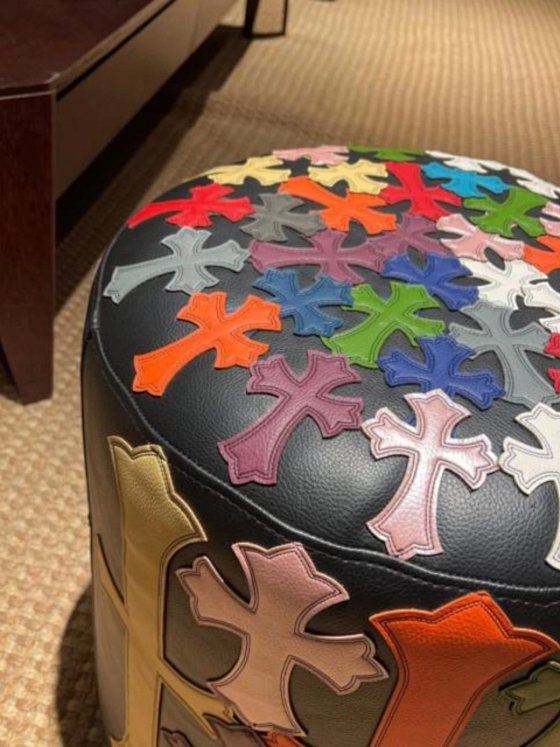 Now American Versatile Luo Xin Colorful Laser Cross Embroidery Handmade Genuine Leather Home Furnishings Coffee Table Sofa Stool