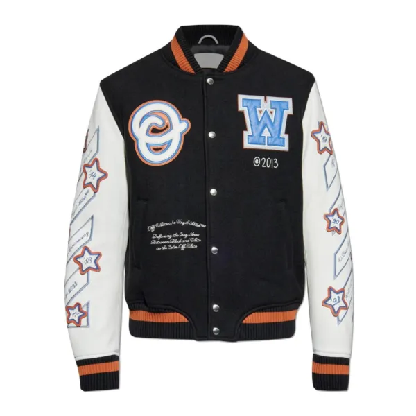 Off-White Varsity Jacket Black / White / Orange Outerwear - 1