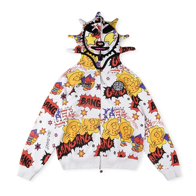 Glo Gang Hoodies & Sweatshirts Spiked Hood Graphic Zip-Up Hoodie product detail image 3