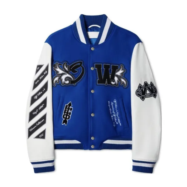 Off-White Varsity Jacket Blue and White Outerwear Jacket - 1