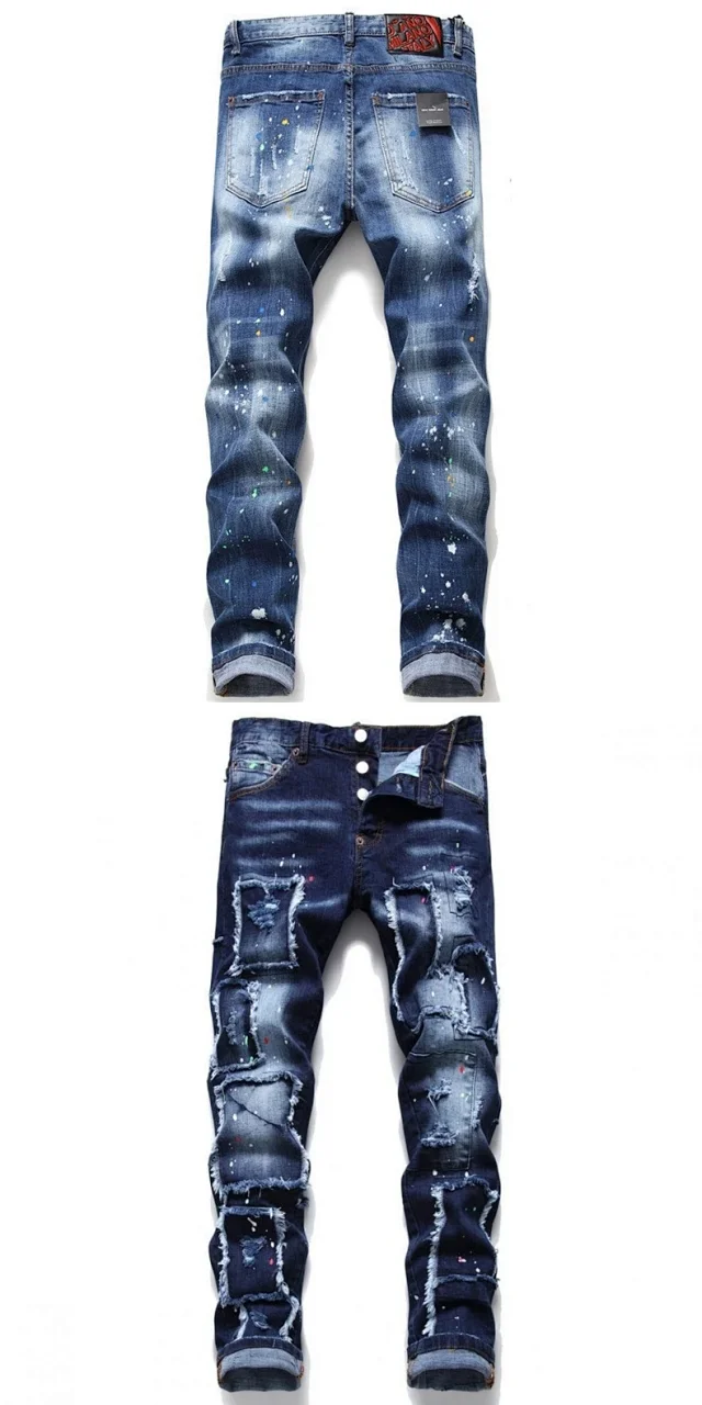 Dsquared2 Jeans Distressed paint-splatter slim-fit product detail image 4
