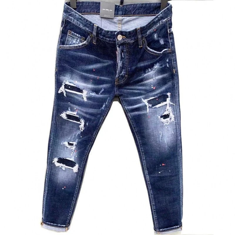 Dsquared2 Jeans Distressed paint-splatter slim-fit — Indigo 9131