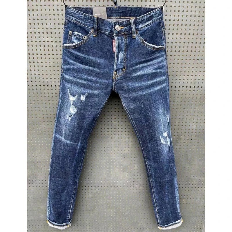 Dsquared2 Jeans Distressed paint-splatter slim-fit — Blue 066