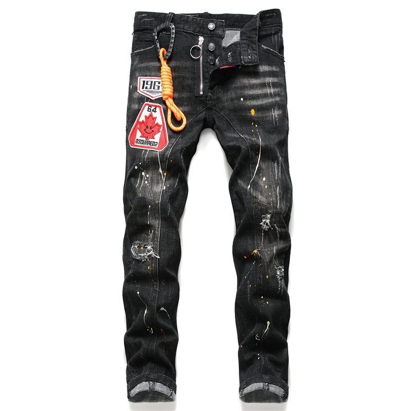 Dsquared2 Jeans Distressed paint-splatter slim-fit — Black1062