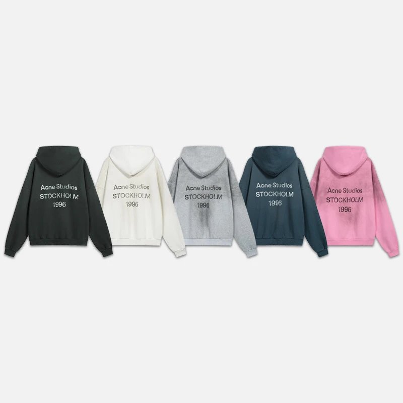 Cross border trendy brand AC 1996 letter logo printed, brushed, washed and worn, light luxury men's and women's loose hooded sweatshirt