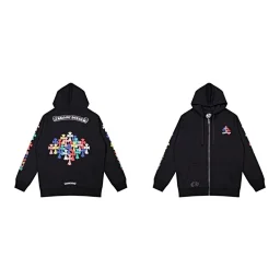 thumbnail for Correct version spot wholesale 24ss foreign trade tide brand CH croling cotton terry men's and women's zipper hooded sweatshirt