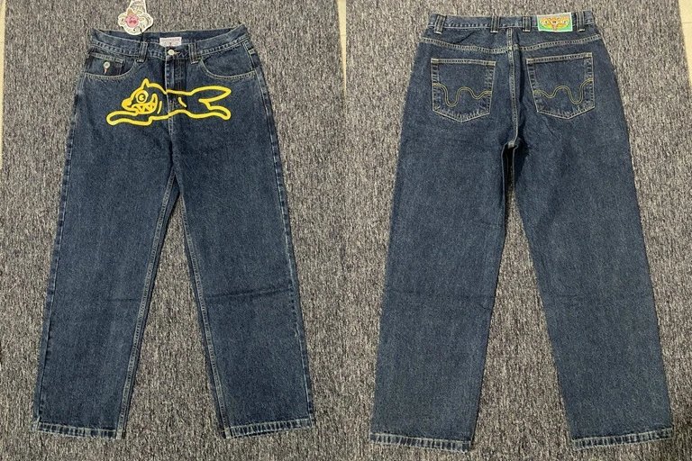 Lobster x Unknown Brand Yellow Lobster Embroidered Straight-Leg Jeans - 1