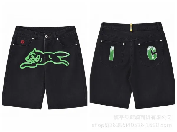 Bape Sta x Bathing Ape Green Outline Shark Shorts Black - 1