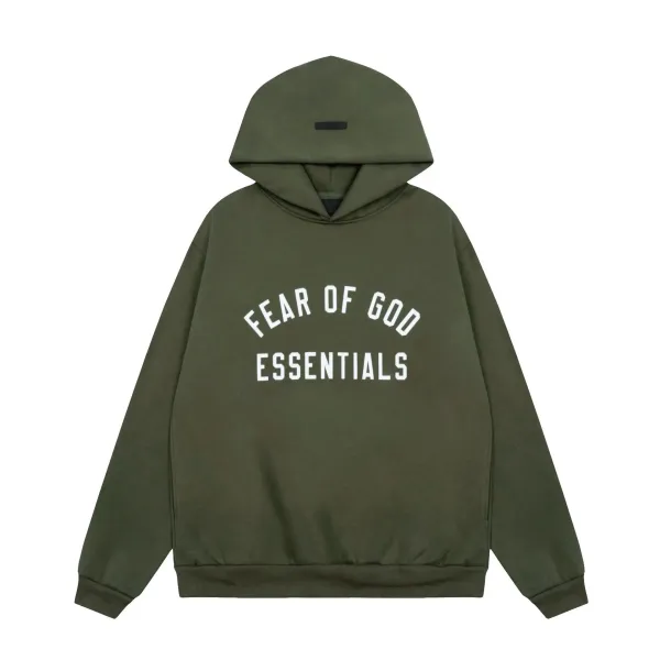 Fear of God Essentials Arch Logo Hoodie Army Green - 1