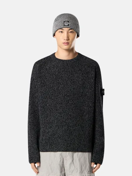 Stone Island Knit Sweater Black Melange Sweater - 1