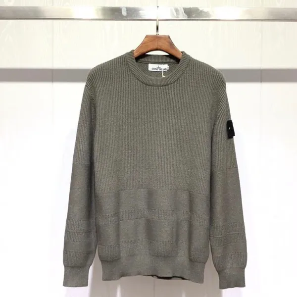 Stone Island Ribbed Knit Sweater Olive Green Sweater - 1