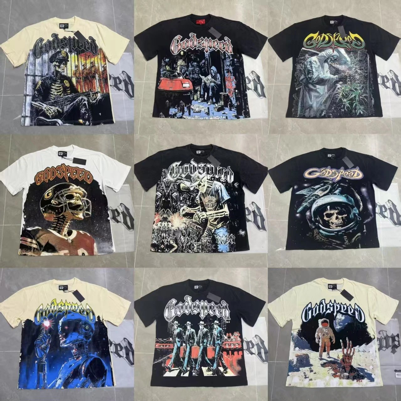 Skull Print Washed Vintage T-Shirt